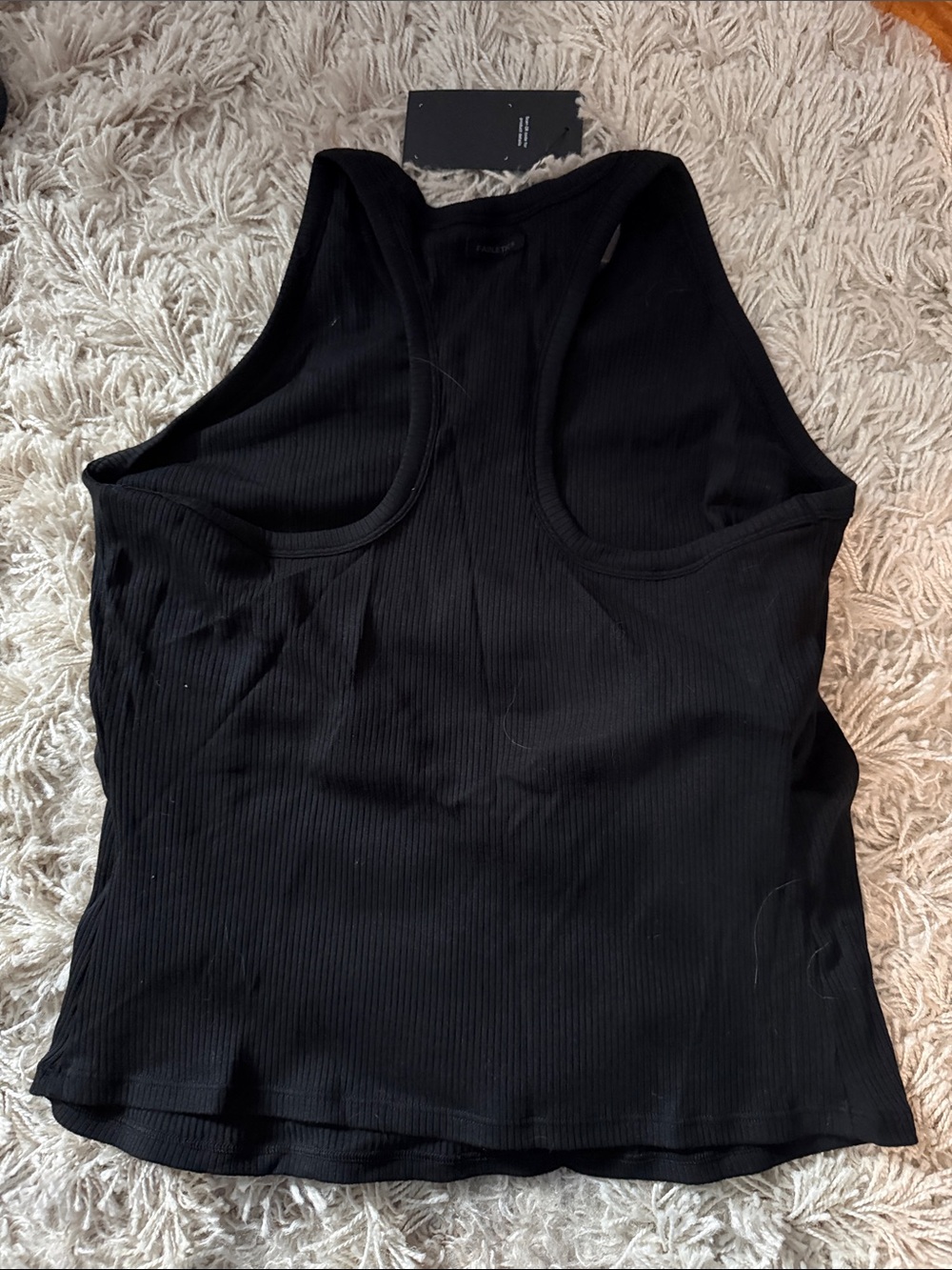 Fabletics Black Ribbed Racerback Tank Top - Picture 3 of 3